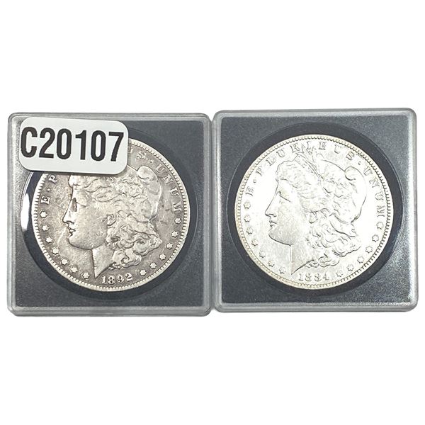 [2 Coins] 1884-1892 Morgan Silver Dollar