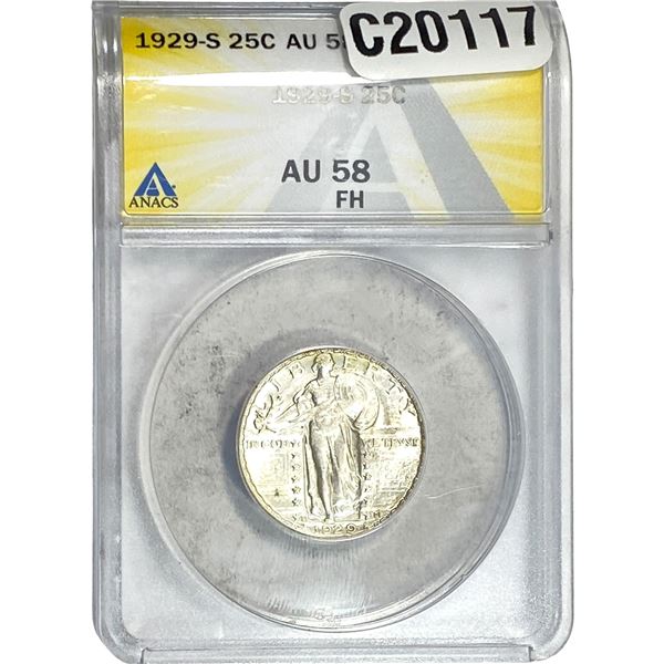 1929-S Standing Liberty Quarter ANACS AU58 FH