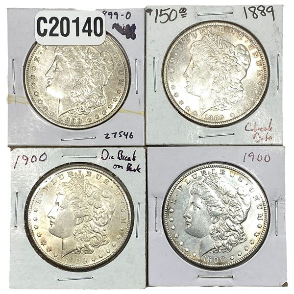 [4 Coins] 1889-1900 Morgan Silver Dollar
