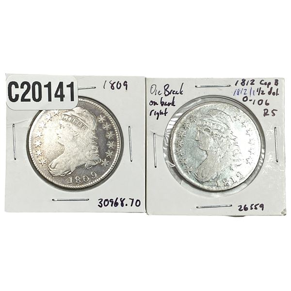 [2 Coins] 1809-1812 Capped Bust Half Dollar