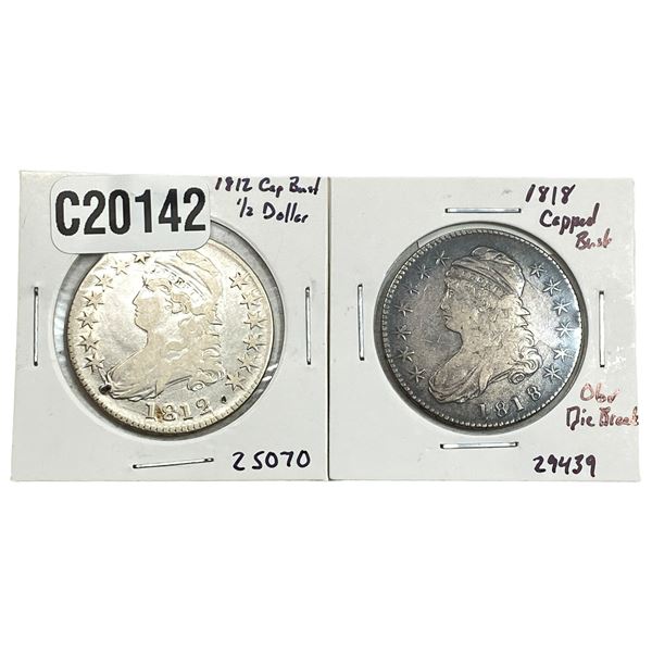 [2 Coins] 1812-1818 Capped Bust Half Dollar