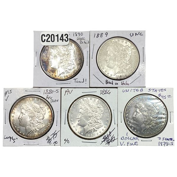 [5 Coins] 1878-1890 Morgan Silver Dollar