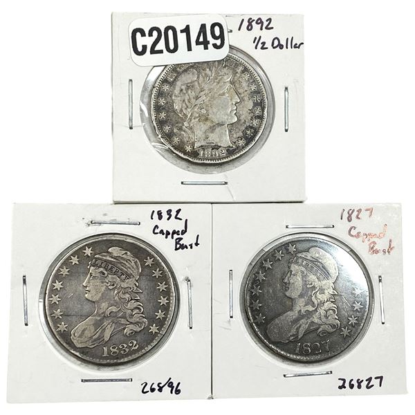 [3 Coins] 1827-1892 Barber & Capped Busts 50C