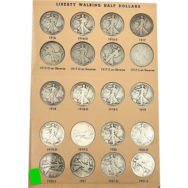 1916-1947 Walking Liberty 50C Book w/ 65 Coins