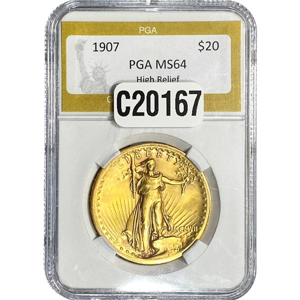 1907 $20 Gold Double Eagle PGA MS64
