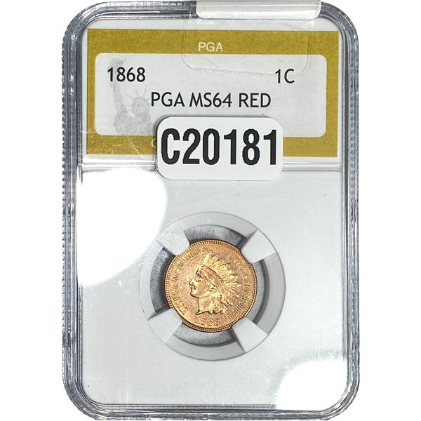 1868 Indian Head Cent PGA MS64 Red