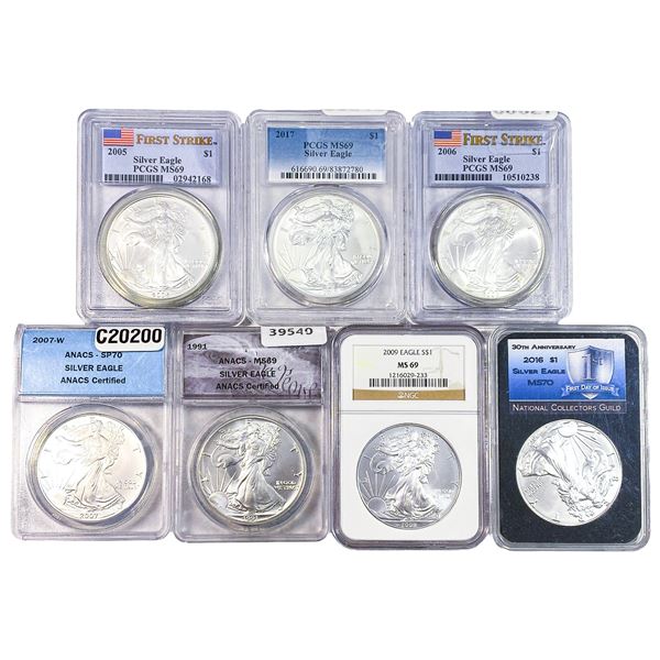 [7 Coins]1991-2017 Silver Eagle SP/MS69-70
