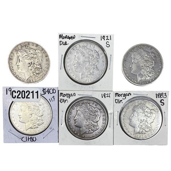 [6 Coins] 1883-1921 Morgan Silver Dollar