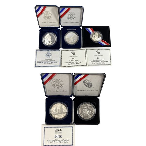 [5 Coins] 2008-2015 U.S. Silver & Proof Coins Commemorative