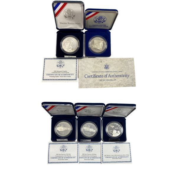 [5 Coins] 1987-2006 U.S. Commemerative Proof Coins