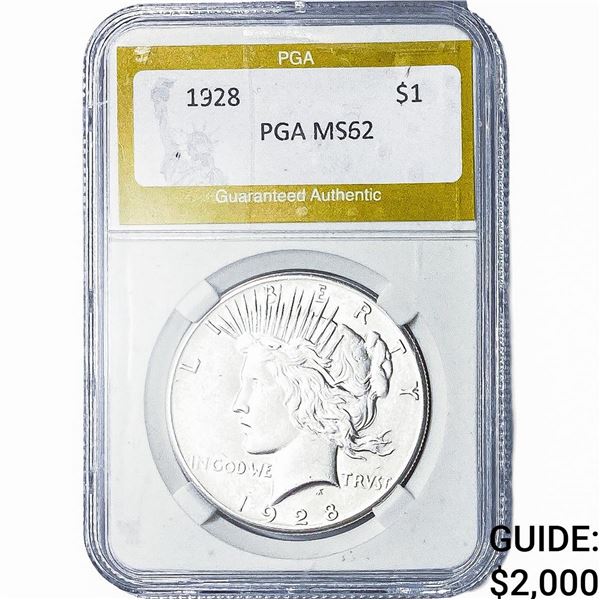 1928 Silver Peace Dollar PGA MS62