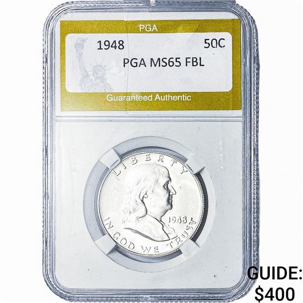 1948 Franklin Half Dollar PGA MS65 FBL