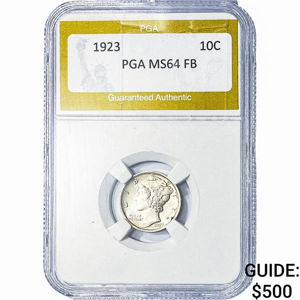 1923 Mercury Silver Dime PGA MS64 FB