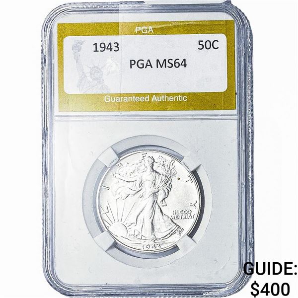 1943 Walking Liberty Half Dollar PGA MS64