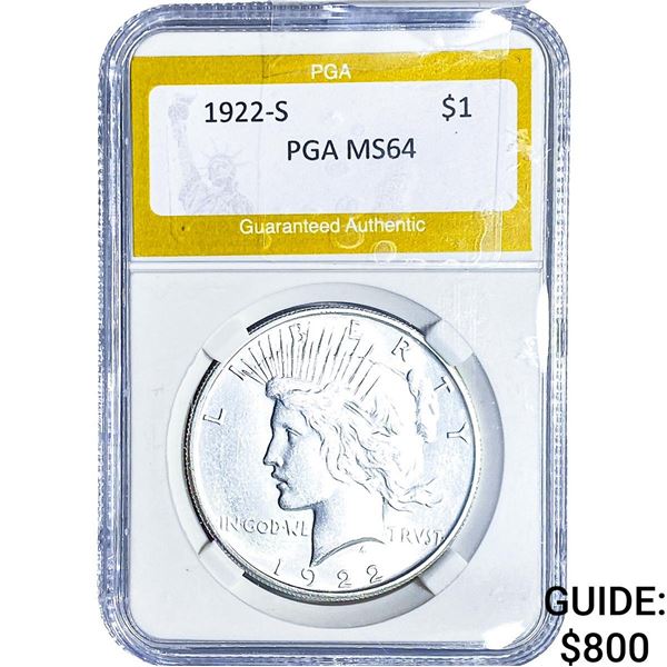 1922-S Silver Peace Dollar PGA MS64
