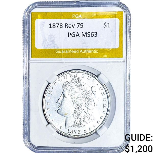 1878 Rev 79 Morgan Silver Dollar PGA MS63