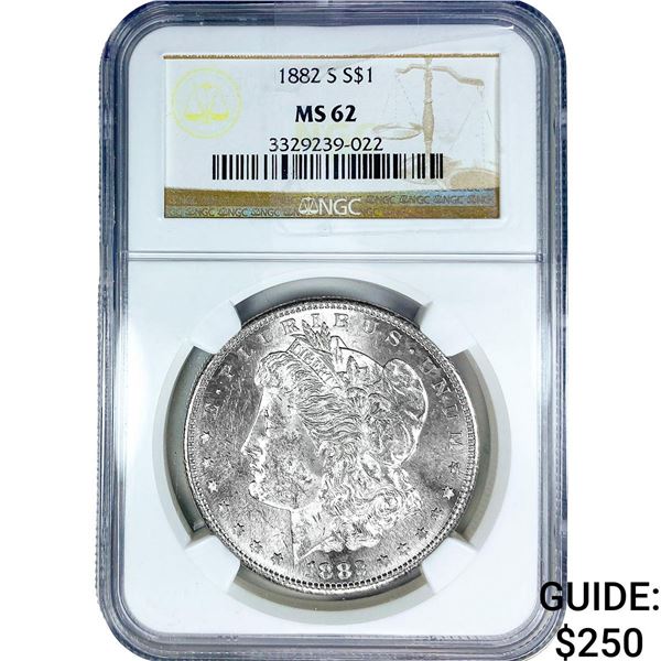 1882-S Morgan Silver Dollar NGC MS62