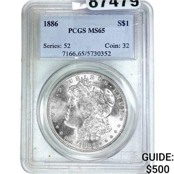 1886 Morgan Silver Dollar PCGS MS65