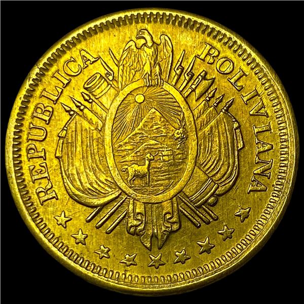 1897 Bolivia Brass 20 Centavos