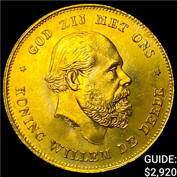 1875 Netherlands Gold 10 Gulden .1947 AGW