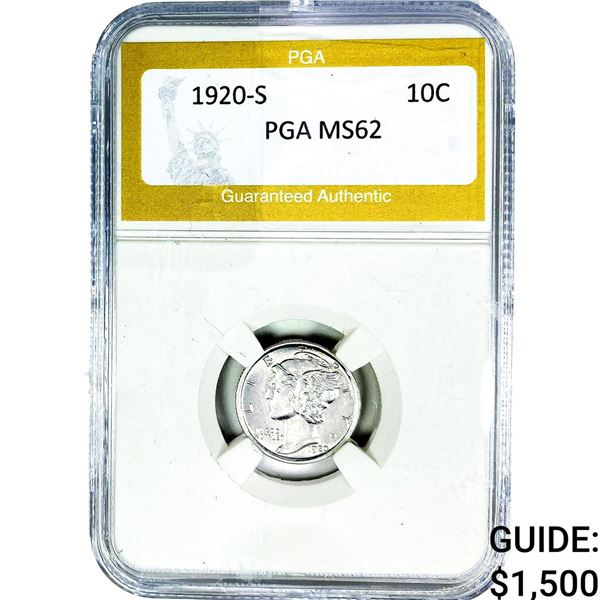 1920-S Mercury Silver Dime PGA MS62