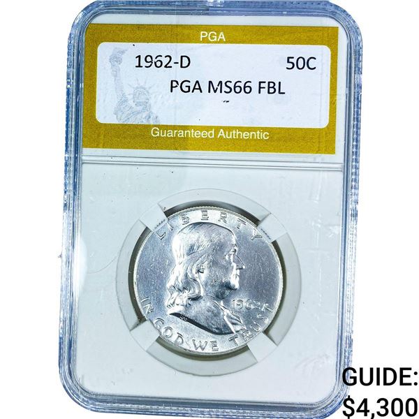 1962-D Franklin Half Dollar PGA MS66 FBL