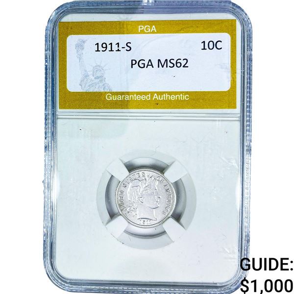 1911-S Barber Dime PGA MS62