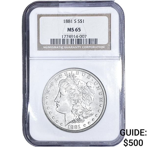 1881-S Morgan Silver Dollar NGC MS65