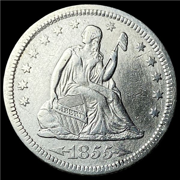 1855 Arrows Seated Liberty Quarter NEARLY UNCIRCULATED