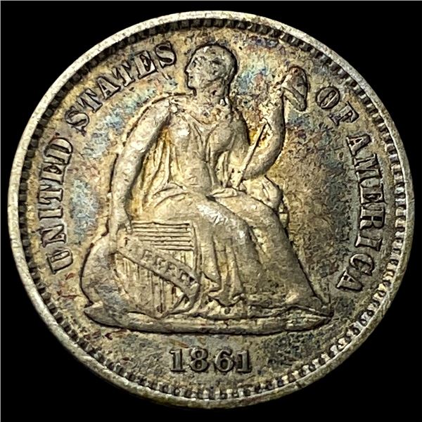 1861 Silver Seated Liberty Half Dime LIGHTLY CIRCULATED