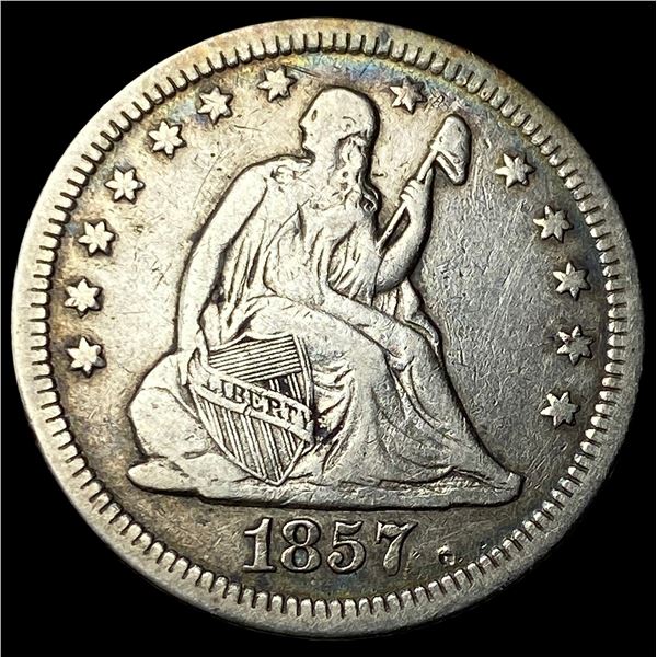 1857-O Silver Seated Liberty Quarter LIGHTLY CIRCULATED