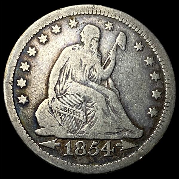 1854 Arrows Seated Liberty Quarter LIGHTLY CIRCULATED