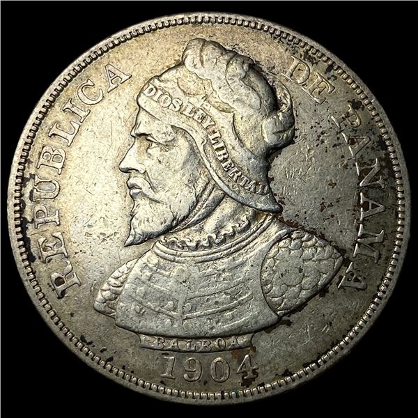 1904 Panama Silver 50 Centesimos NEARLY UNCIRCULATED