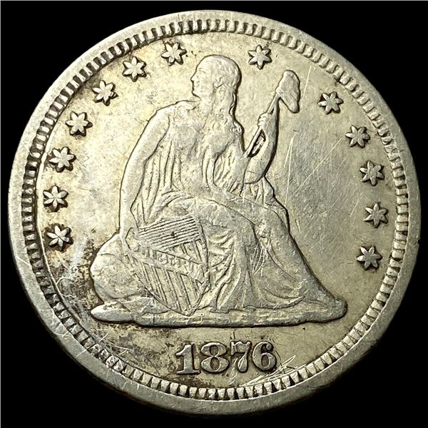 1876-CC Silver Seated Liberty Quarter NEARLY UNCIRCULATED