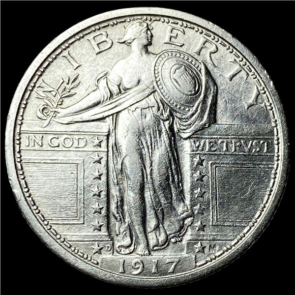 1917-D Type 1 Silver Standing Liberty Quarter CLOSELY UNCIRCULATED