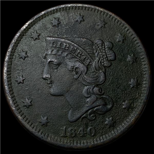 1840 Braided Hair Large Cent NEARLY UNCIRCULATED