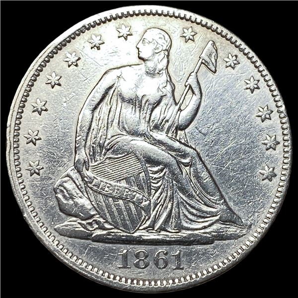 1861 Silver Seated Liberty Half Dollar NEARLY UNCIRCULATED