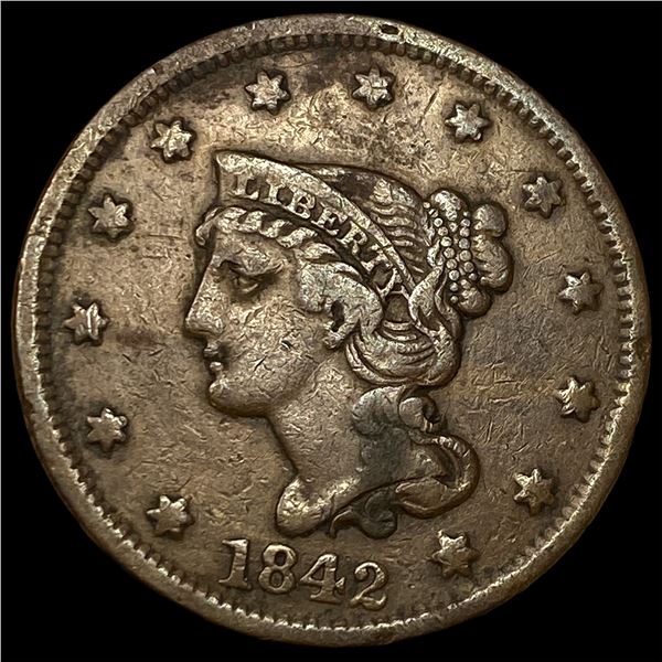 1842 Braided Hair Large Cent NEARLY UNCIRCULATED