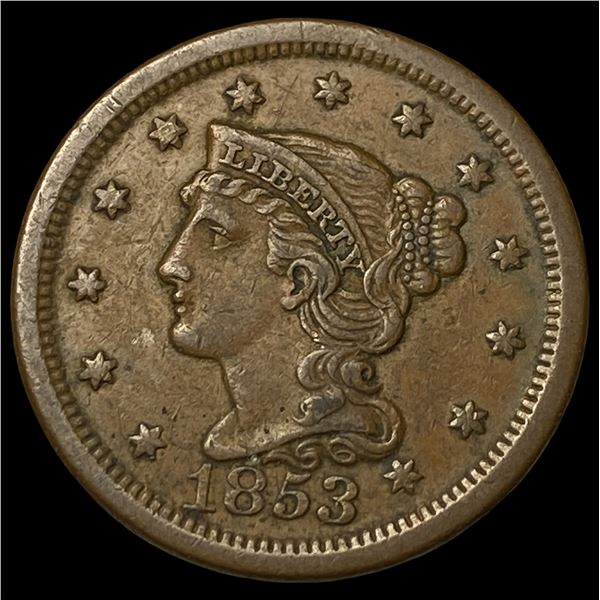 1853 Braided Hair Large Cent NEARLY  UNCIRCULATED