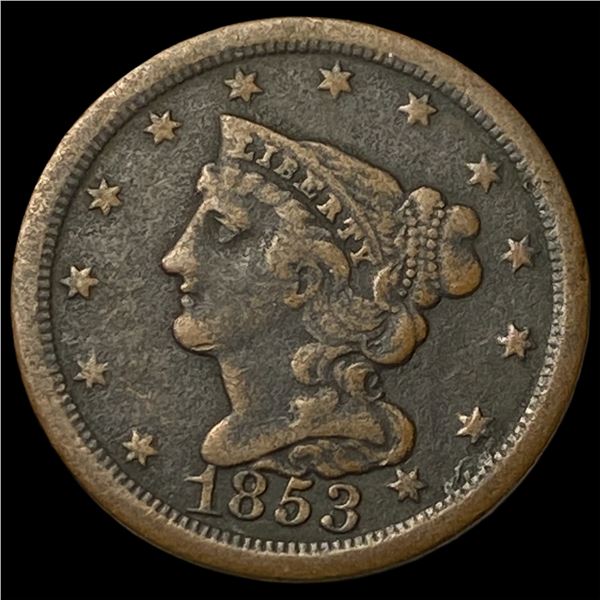 1853 Braided Hair Half Cent LIGHTLY  CIRCULATED