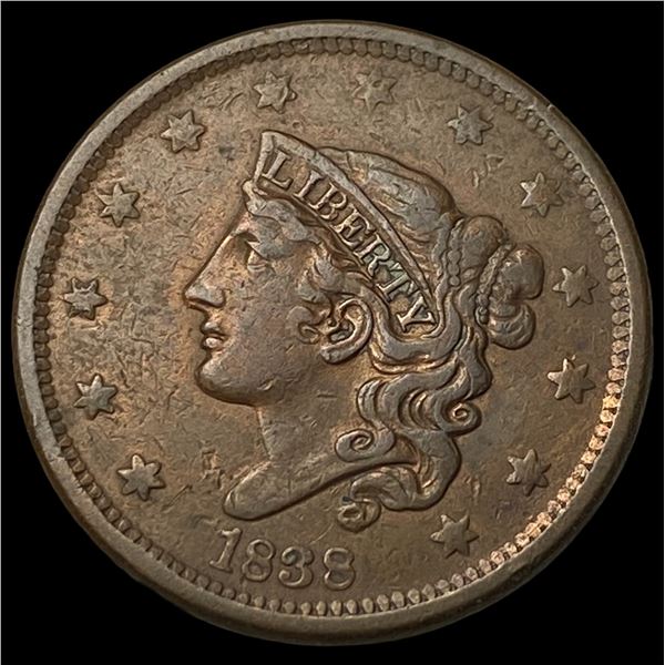 1838 Coronet Head Large Cent CLOSELY  UNCIRCULATED