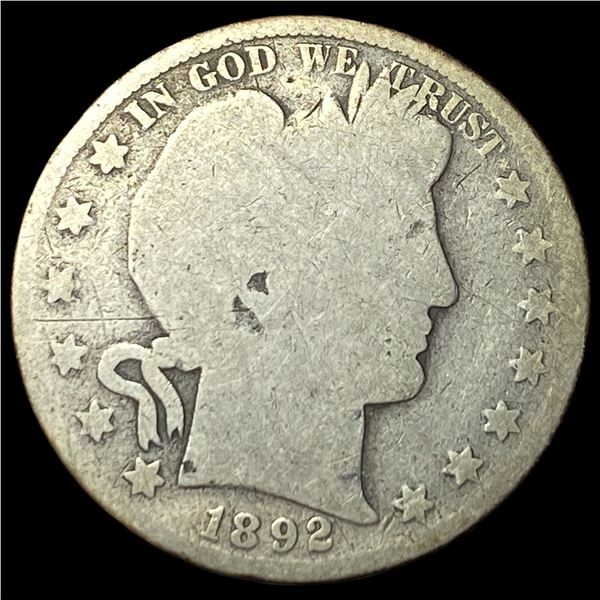 1892 Silver Barber Quarter NICELY CIRCULATED