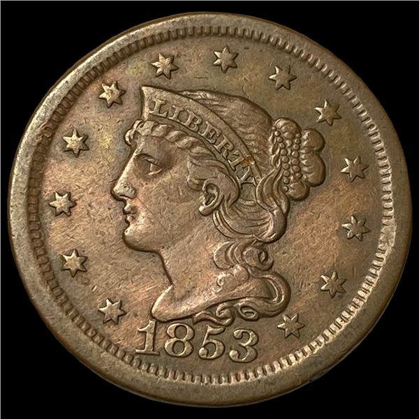 1853 Braided Hair Large Cent CLOSELY  UNCIRCULATED