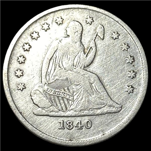 1840-O Silver Seated Liberty Quarter ABOUT  UNCIRCULATED