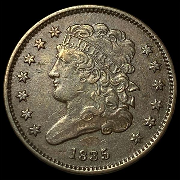 1835 Capped Bust Half Cent CLOSELY  UNCIRCULATED