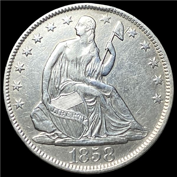 1858-O Silver Seated Liberty Half Dollar  CLOSELY UNCIRCULATED