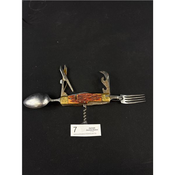 Vintage Survival Knife with Fork and Spoon