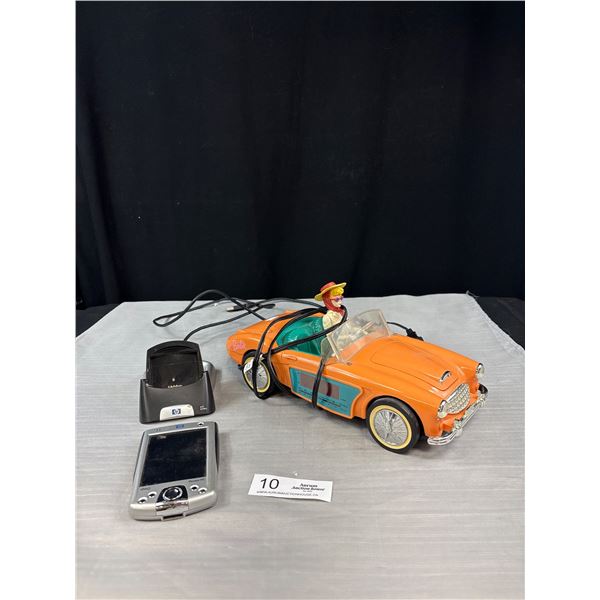 Vintage Convertible Car Alarm Clock + Vintage HP IPAQ Pocket Pc with Charger