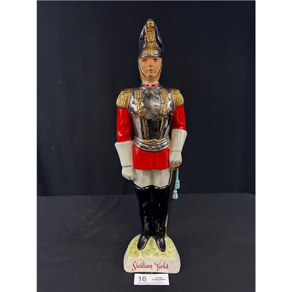 20" Tall Vintage Sicilian Gold Porcelain Liqour Bottle