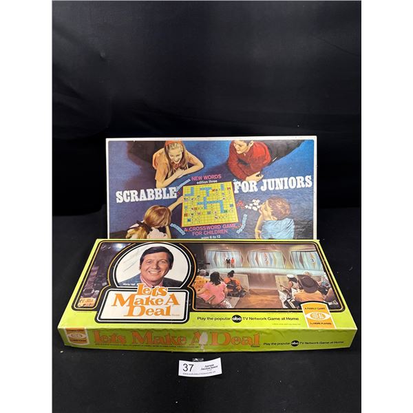 Vintage 1974 Let's Make A Deal Board Game + Scrabble for Juniors Board Game, Both Look Complete